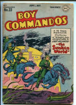 A Boys Commandos comic book cover from the 1940's showing strikingly visual simularities to Acamboro figures.