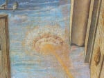 Close-up of Cravelli’s famous painting of the Virgin Mary called Annunciation shows the alledged UFO to be a cloud with angels in it.